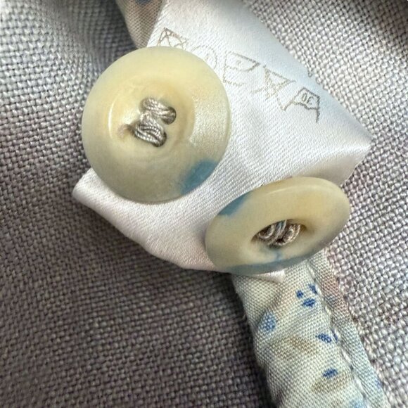 Pure Linen Utility Jacket Medium Blue Purple Tie Dye Cargo Womens Artsy Boho - Picture 12 of 12